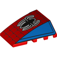 Lego Brick Wedged, Curved 4 x 4 No Top Studs with Spider-man Logo, Webs Print
