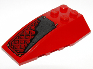 Lego Wedge 6 x 4 Triple Curved with Diamond Sheet Metal and Armor Plate Pattern (Sticker) - Set 9448 / Red
