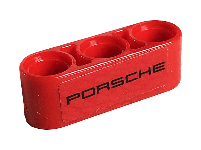 Lego Technic, Liftarm Thick 1 x 3 with Black 'PORSCHE' on Red Background Pattern (Sticker) - Set 42096 / Red