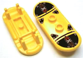 Lego Minifigure, Utensil Skateboard Deck with Island Xtreme Stunts Logo, Black Grip Tape, and Rivets Pattern (Sticker) - Set 6738 / Yellow