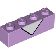 Lego Brick 1 x 4 with White Triangle Print / Lavender
