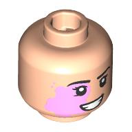 Lego Minifig Head Black Eyebrows, Port-Wine Stain, Open Mouth Smile, Teeth/Tongue