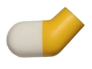 Lego Arm, Right with Molded White Short Sleeve  Pattern / Yellow