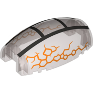 Lego Windscreen 10 x 6 x 3 Bubble Canopy Double Tapered with Square Front Cutout and Ninjago Silver Frame with Orange Cracks Print