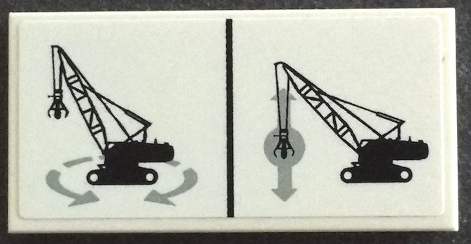 Lego Tile 2 x 4 with Crane Operating Instructions for Rotating and Grabber Movement Pattern (Sticker) - Set 42042