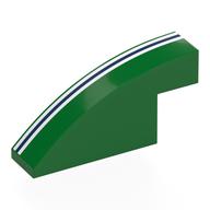 Lego Brick Curved 1 x 4 x 1 2/3 No Studs with White/Dark Blue/White Stripes Print