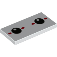 Lego Tile 2 x 4 with Black Eyes, Red Dots Print