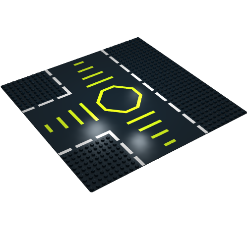 Lego Baseplate 32 x 32 with 9-Stud T Intersection with Green Octagon Print