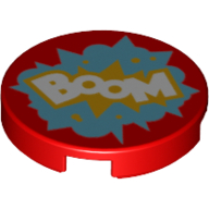 Lego Tile Round 2 x 2 with 'BOOM' Print