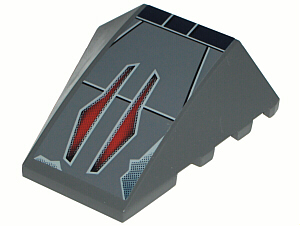 Lego Wedge 4 x 4 Triple Curved No Studs with Two Red Arrows on Dark Bluish Gray Background Pattern (Sticker) - Sets 7256 / 7283