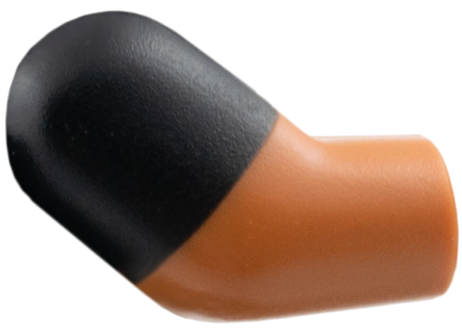 Lego Arm, Right with Molded Black Short Sleeve  Pattern / Sienna Brown