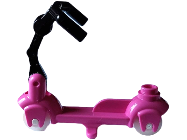 Lego Kick Scooter with White Wheels, Black Steering Link, and Black Angular Handlebars (36273 / 3464 / 30377 / 98397)