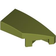 Lego Brick Wedged, Curved 2 x 1 with Stud Notch Right / Olive Green
