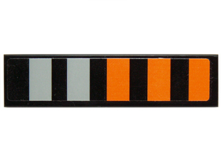 Lego Tile 1 x 4 with Orange and Light Bluish Gray Stripes Pattern (Sticker) - Set 75102