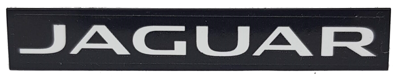 Lego Tile 1 x 6 with White 'JAGUAR' on Black Background Pattern (Sticker) - Set 76898 / Black