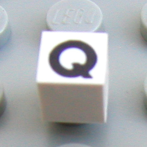 Lego Modulex Tile 1 x 1 with Q Print - Black Lining on Top and Sides