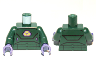Lego Torso Armor with Lex Luthor Warsuit with Yellow and Dark Purple Hexagon Logo Pattern / Dark Green Arms / Dark Purple Hands