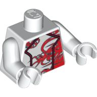 Lego Torso Racing Jacket with Red Dragon Print, White Arms and Hands / White