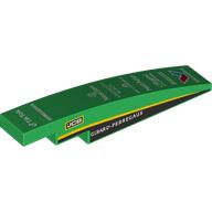 Lego Brick Curved 1 x 6 with Black Sides, Yellow Stripes, White Sponsors print / Green