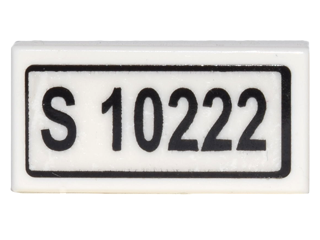 Lego Tile 1 x 2 with 'S 10222' Pattern (Sticker) - Set 10222