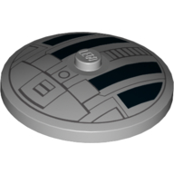 Lego Dish 4 x 4 Inverted [Radar] with TIE-Fighter Technic Print / Light Bluish Gray