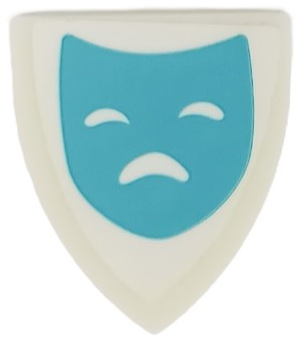 Lego Minifigure, Shield Triangular Short with Medium Azure Tragedy Theater Mask Pattern (Sticker) - Set 41682