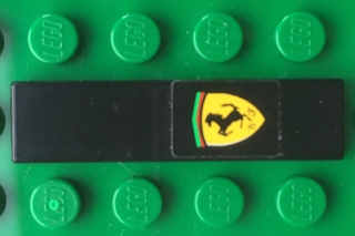 Lego Tile 1 x 4 with Ferrari Logo Pattern (Sticker) - Set 2556 / Black