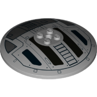 Lego Dish 8 x 8 Inverted [Radar] with Black Spaceship Print / Light Bluish Gray