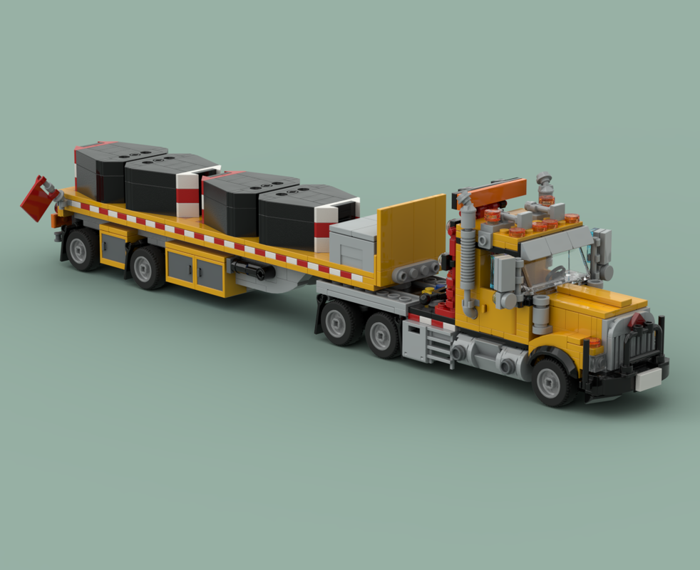 Lego American Construction Truck and Flatbed Trailer