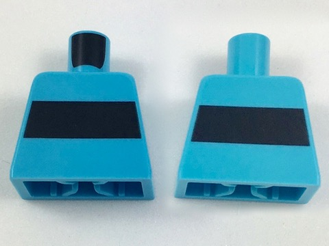Lego Torso Horizontal Black Stripe Pattern / Medium Azure