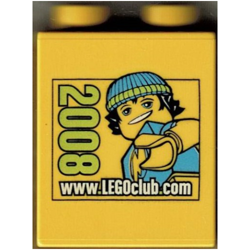 Lego Duplo Brick 1 x 2 x 2 with www.LEGOclub.com 2008 Print / Yellow