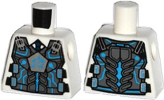 Lego Torso Body Armor with Dark Azure Ultra Agents Logo on Silver Pentagon over Shirt and Dark Blue Tie Pattern / White