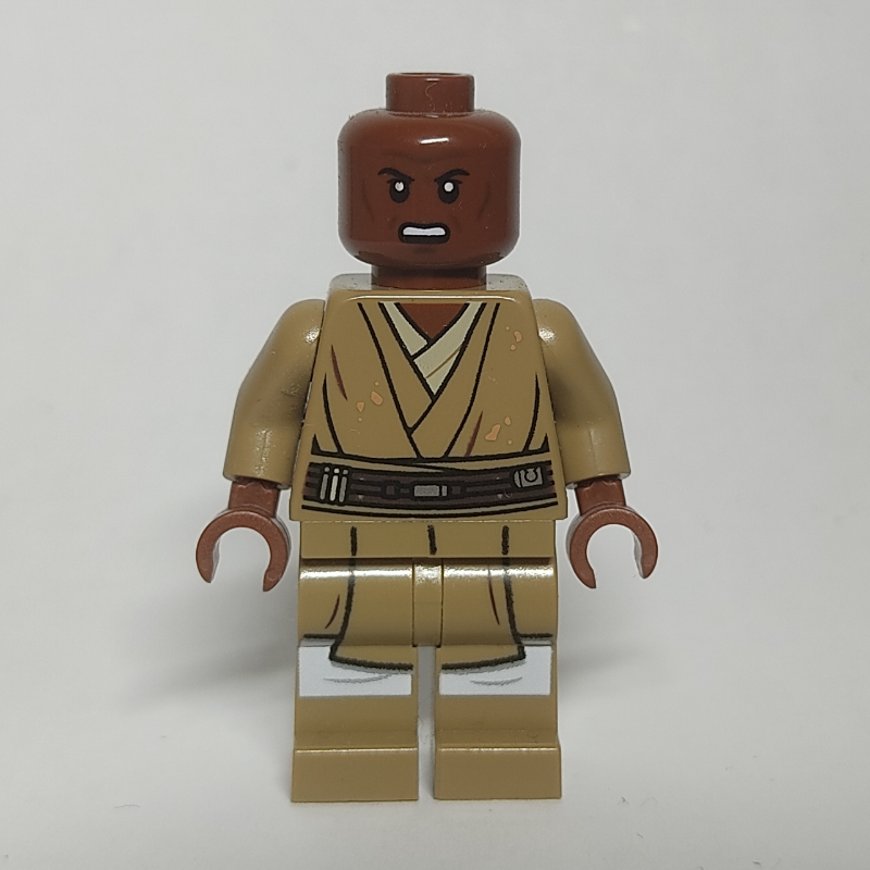 Lego Mace Windu, Dark Tan Printed Legs, Open Mouth