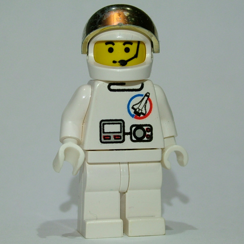 Lego Astronaut, White, Helmet with Large Chrome Gold Visor, Headset
