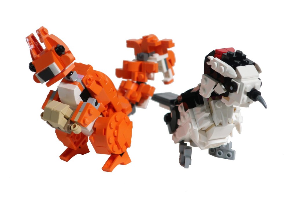 Lego Squirrel and Woodpecker