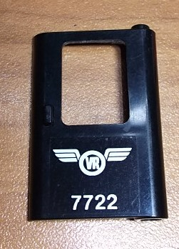 Lego Door 1 x 4 x 5 Train Right, Thin Support at Bottom with 'VR 7722' Pattern (Sticker) - Set 7722 / Black