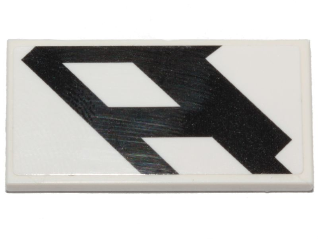 Lego Tile 2 x 4 with Black Ace TIE Interceptor Insignia Pattern Model Right Side (Sticker) - Set 75242 / White