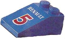 Lego Slope 33 3 x 2 with 'RENAULT' and Red Number 5 Pattern (Sticker) - Set 1750 / Blue