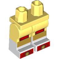 Lego Hips with Bright Light Yellow Legs and White Boots Pattern with Bright Light Orange Shoes, Red Toes, Knees Print / Bright Light Yellow