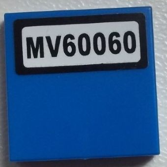 Lego Tile 2 x 2 with 'MV60060' Pattern (Sticker) - Set 60060 / Blue