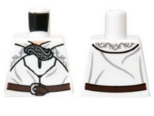 Lego Torso LotR Robe with Brown Belt and Silver Clasp Pattern (Gandalf) / White