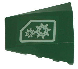 Lego Wedge 4 x 4 Triple Curved No Studs with White Gears Pattern (Sticker) - Set 8100