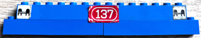 Lego Stickered Assembly 16 x 1 x 2 with Black Train Sleeping Car Bed on White Background and '137' on Red Background Pattern (Stickers) - Set 137-2