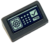 Lego Slope 30 1 x 2 x 2/3 with Control Panel with Light Aqua Buttons and Check Mark on Dark Blue Screen Pattern (Sticker) - Set 76122