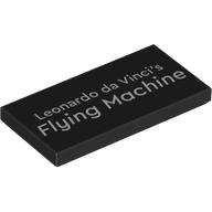 Lego Tile 2 x 4 with 'Leonardo Da Vinci's Flying Machine' Print / Black