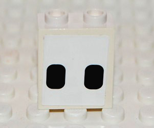 Lego Panel 1 x 2 x 2 - Hollow Studs with 2 Black Rounded Rectangles on White Background (Airplane Windows) Pattern (Sticker) - Set 2532