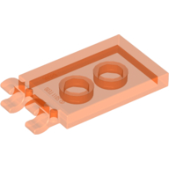 Lego Tile Special 2 x 3 with 2 Clips [Thick Open O Clips] / Trans-Neon Orange
