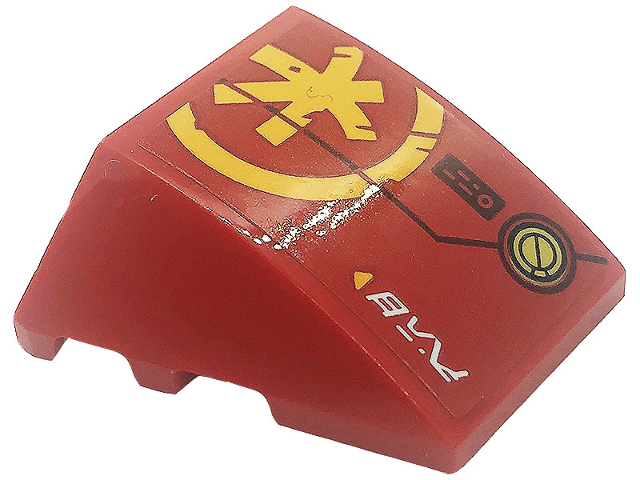 Lego Wedge 4 x 3 Triple Curved No Studs with Bright Light Orange Ninjago K Symbol Pattern Model Left Side (Sticker) - Set 71755