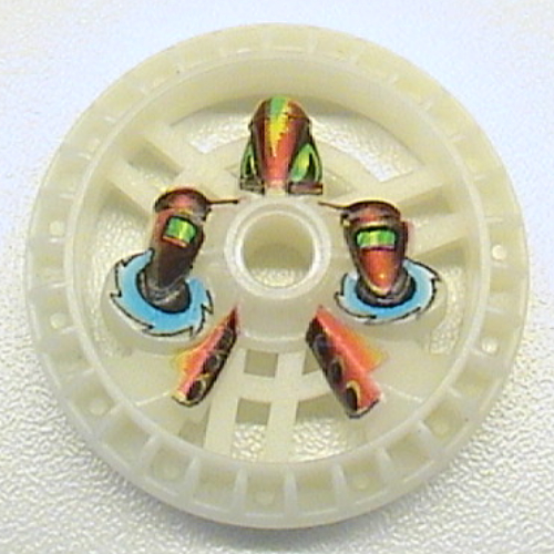 Lego Technic Disc 5 x 5 Notched, Twin Saw Print / Glow In Dark Opaque