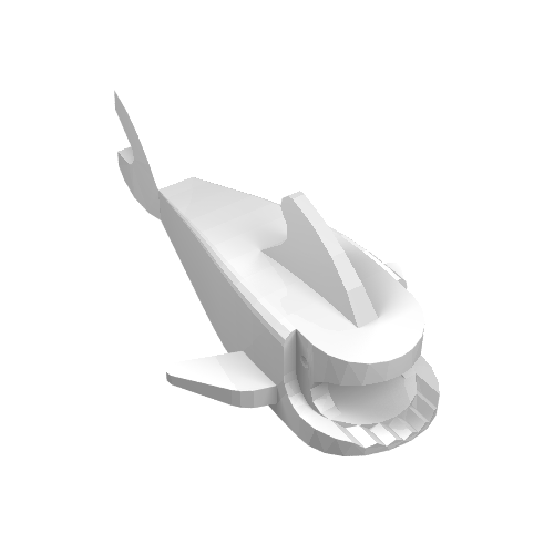 Lego Animal Body Part, Shark Body, without Bottom Tube / White